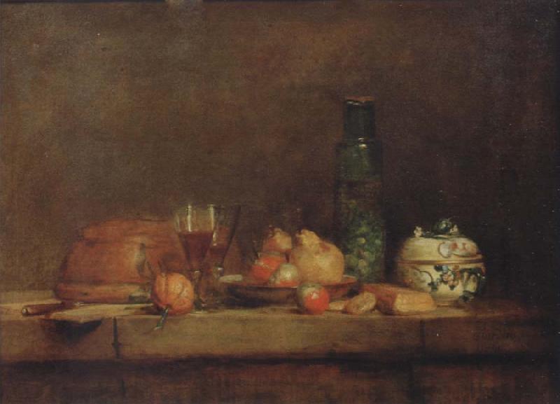 Jean Baptiste Simeon Chardin Style life with olive glass oil painting image